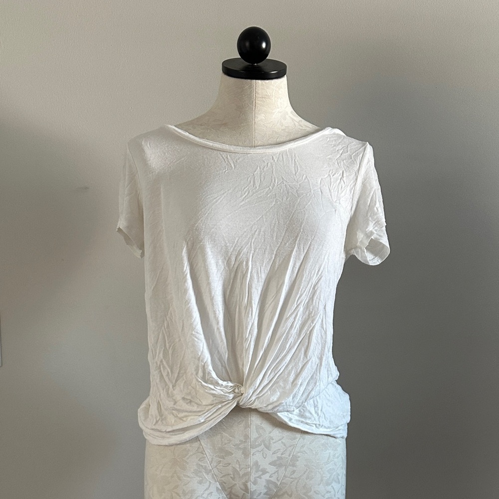 Abound White Knot-Front Short Sleeve Tee
